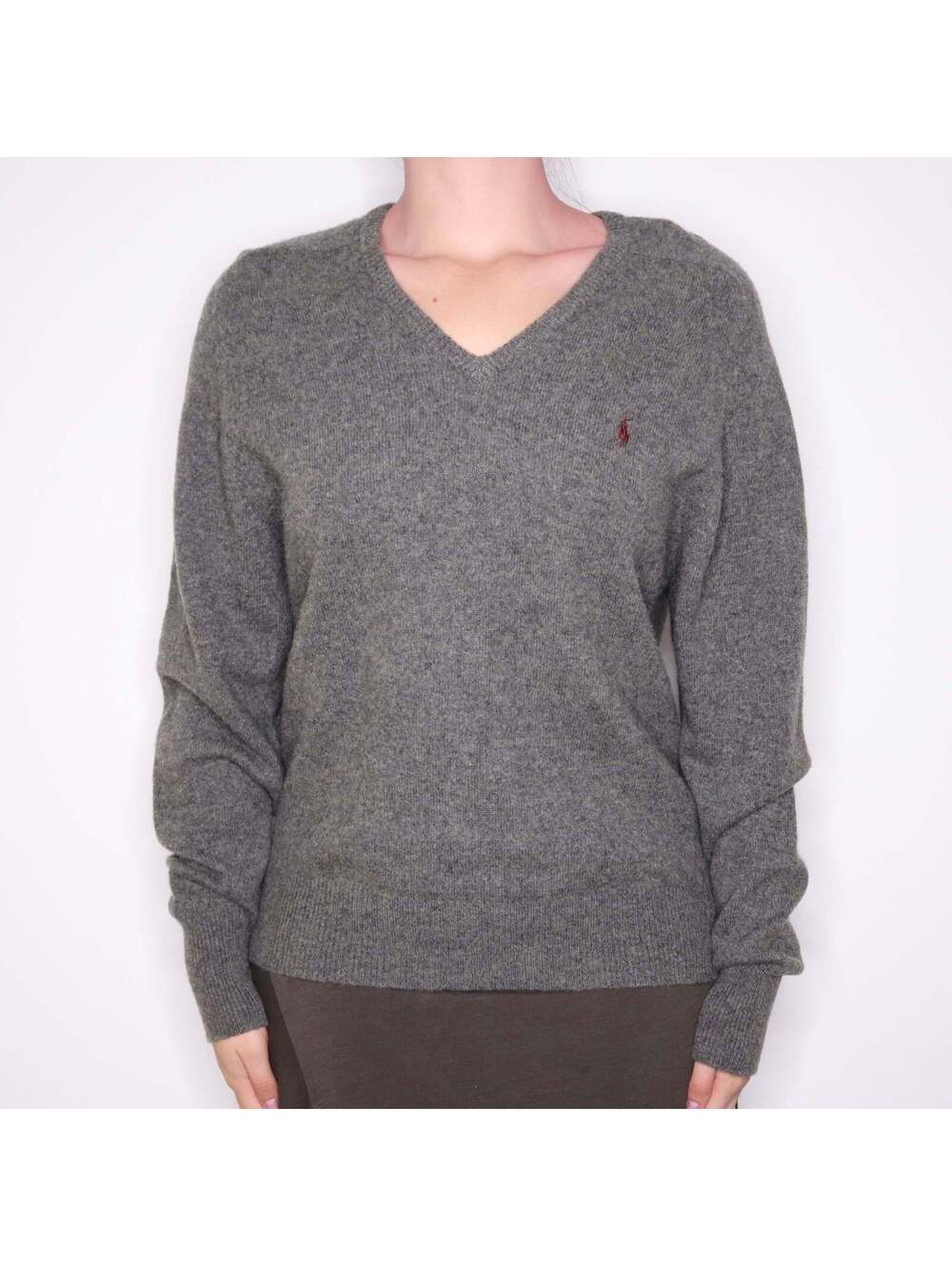 90s POLO RALPH LAUREN Dark Grey Wool Sweater (L)